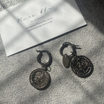 アレルギー対応　サージカルステンレス　シルバーフープピアス　コインピアス　Mare bluオリジナルタグ