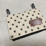 送料込　移動ポケット　星柄　生成り×黒ラメ　クリップ付き　