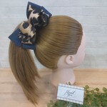 【sale】デニムとレオパードリボンのバナナクリップ  