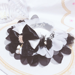 ラスト♡シフォンケープ首輪🌹ローズチュール柄ホワイト×ブラック🌹