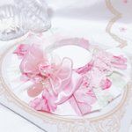 ラスト♡ケープ首輪🌹水彩ローズピンク🌹ローズクォーツチャーム🌹