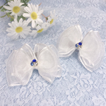 ワンコ用バレッタ♡ふんわりwhite‪𓂃 𓈒𓏸◌‬ビジューパーツ