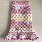 犬服　手編み　ピンク　縞　リボン　蝶　花　ビーズ