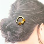 刺すだけ簡単！後ろ姿もぬかりナシ！ ラウハラ編みのヘアピック・かんざし　(ハワイアンウッド②)