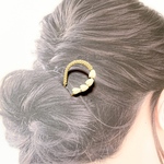 【再販・オーダー可】刺すだけ簡単！後ろ姿もぬかりナシ！ ラウハラ編みのヘアピック・かんざし　(希少ピカケシェル)