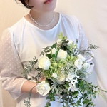 【ナチュラルクラッチブーケ】　ブーケ　ウェディングブーケ　クラッチブーケ　結婚式　アーティフィシャルフラワー　夏婚　#ナチュラルブーケ　前撮り　
