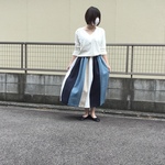 【SALE】リネンのカラフルスカート　ブルー