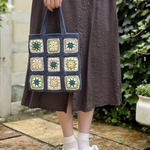 ちょっとそこまで♪ クロシェ編みトートバッグ　『ネイビー』