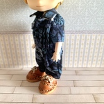 ねんどろいどどーる/オビツ11サイズ  藍今花柄　アシメオールインワン　つなぎA