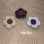 【新色】コットン糸で編んだお花のブローチ 