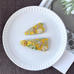 インド刺繍リボン スリーピン 2個セット パッチン留め イエロー マスタード 親子コーデ ペア