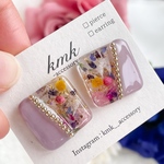 《再販3❣》ピアス　バイカラー　ピンク　レジン　レジンピアス　レジンアクセサリー　レジンアクセ　お花ピアス　ドライフラワー　ドライフラワーピアス　ドライフラワーアクセサリー　