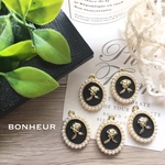 A1280【送料無料】import ローズ エポチャーム バラ 薔薇 パール アンティーク 2pcs