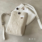 くまとリネンのお散歩ショルダーバッグ(キナリ)＊受注制作＊
