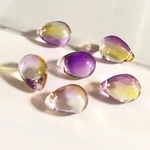 6個 14mm×10mm パープル×イエロー ドロップ ビーズ