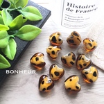 [A1287]  import ハート ガラスビーズ ダルメシアン レオパード 4pcs