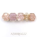 透かしフラワーとピンクグラデーション　ゴールドバレッタ＊送料無料＊8㎝ ヘアアクセサリー　#パステルカラー
