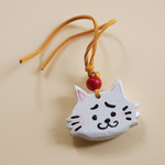 白猫顔ウッドキーホルダー まゆねこ