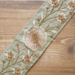 【60㎝カット済み】シルク　インド刺繍リボン   【ピスタチオ】