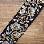 【1mカット済み】シルク　インド刺繍リボン   【ブラック】