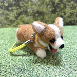 小さなお散歩コーギーストラップ🐶羊毛フェルト(黄色)