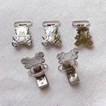 【5点セット】くまクリップ　シルバー　/ ハンドメイド　サスペンダー　おしゃぶりクリップ