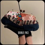 🌸送料込み🌸◉新作◉顔柄psychedelic ＆rétro花柄　ビンテージ生地◉がま口　がま口財布　長財布　木玉