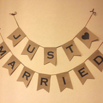 JUST MARRIED ウェディング ガーランド  結婚式 飾り 選べる紐7色  薄手クラフト紙