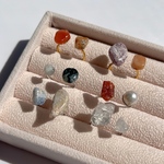 stone ring　　/  サージカルステンレス　指輪　ゴールドリング　金アレ　天然石リング　リング重ね付け