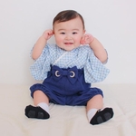 ふんわりガーゼのベビー袴〔鹿の子柄×ネイビー〕