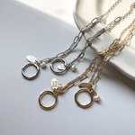 《SALE》【シルバー】ミックスチェーンブレスレット (淡水パール付き)