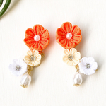 つまみ細工ピアス𓐍オレンジ𓐍夏𓐍【口コミで半額！1480円⇨740円】