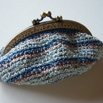 キラキラ☆がま口財布　ボーダー柄　三色（ブルー・水色・ゴールド）