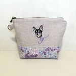 犬の手刺繍の化粧ポーチ☆オーダー品
