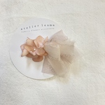 ＊シフォンリボンとアジサイのヘアクリップ＊ ピンクオレンジ布花アクセサリー　髪飾り ヘアクリップ　ヘアピン