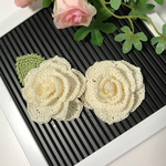 手編み　バラのモチーフセット（ホワイト) ハンドメイド　レース編み　手編み　編み物