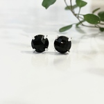 煌めくオニキスの一粒ピアス ラウンド Silver925 天然石 パワーストーン   -onyx
