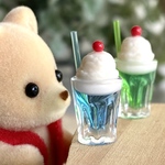 88 ＊クリームソーダ　ブルー＆メロン＊　2個セット　ミニチュア　ドリンク
