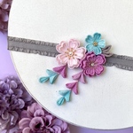 桜のベビーヘアバンド   ※ヘアクリップに変更可 水色・紫　☆つまみ細工☆お宮参り☆お食い初め☆ひな祭り☆初節句☆出産祝い *ひなまつり *ベビー袴 *七五三