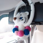 ほわほわホワイトタイガー 「速く走れる気がするの！」 カーアクセサリー 羊毛フェルト