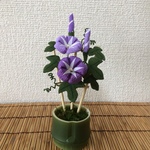 ちりめん細工:朝顔の飾り(紫系)