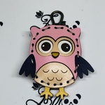 レザーキーホルダー　フクロウ　水色