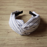 クロスターバン型カチューシャ（マリンストライプ・白×ブルー）