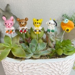 ハンドメイド　ガーデンピック　ガーデンピックを持った動物さんピック　多肉植物