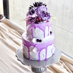 【ご予約品】クレイケーキ2段-purple&silver- バースデーケーキ　誕生日　ウェディング　ベビーフォト　ハーフバースデー　ウェルカムスペース