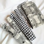 ずれが気にならない！ 超ロング水筒肩ひもカバー 【車 ／ ギンガムチェック】グレー