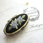 【紫陽花】刺繍ケース (ブルーグレー)
