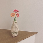 ラタンのとっくり花瓶(ホワイト・ブラウン)