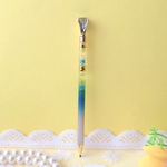 【名前なし】ひまわりデザイン𑁍ダイヤ付き𑁍ハーバリウムシャーペン (レジン)-ブルー ①-