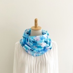 紫陽花　アジサイ柄の春夏スヌード♪　かぶるだけタイプ　水色　blue
